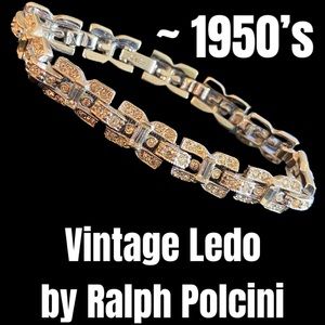 Vintage Signed Rhinestone Baguette Bracelet ~1950’s